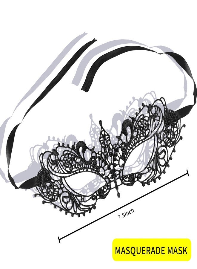 UOUYOO Black Masquerade Mask for Women Lace Eye Mask for Party Prom Ball Costume - Image 4